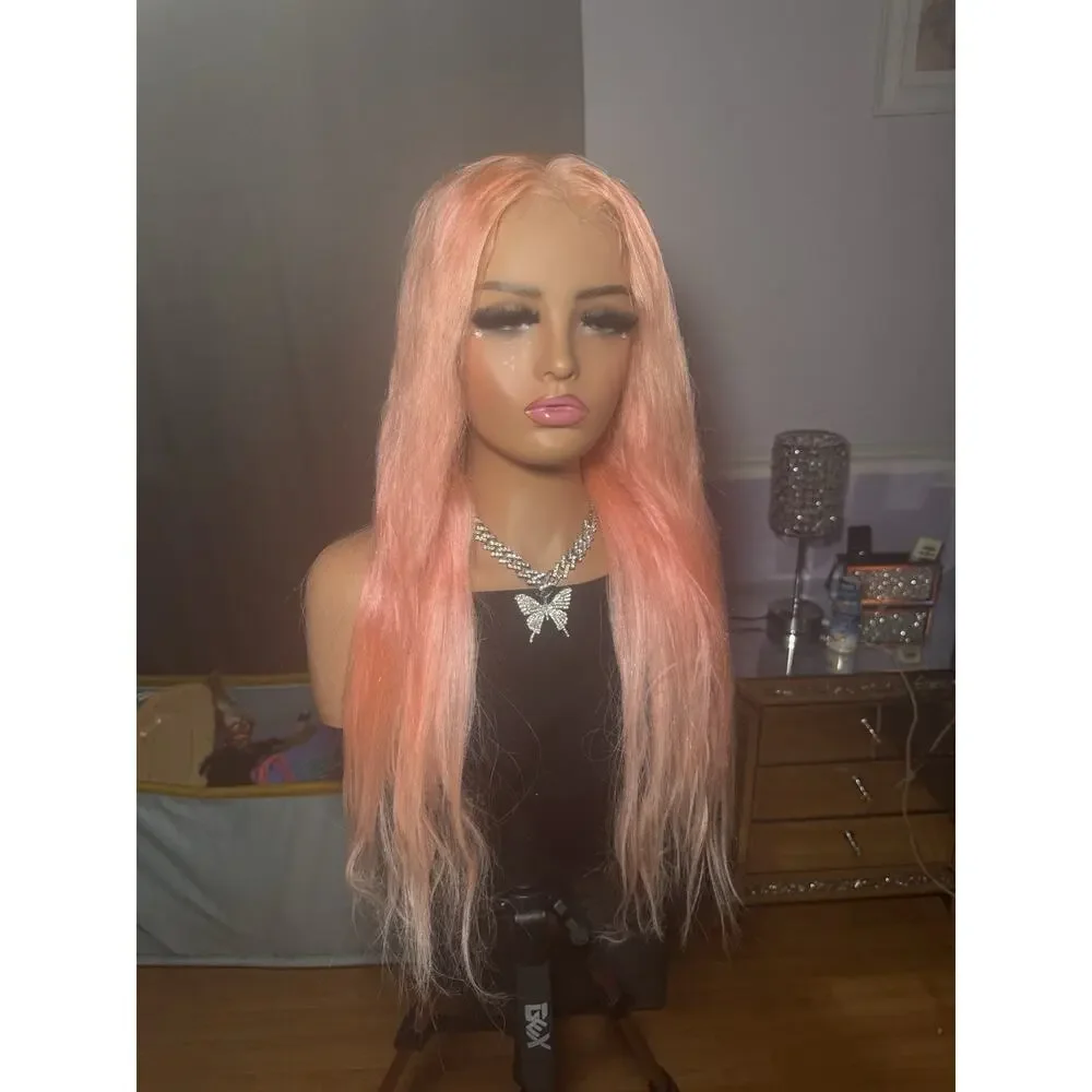 13x6 Lace Front Human Hair Wig Pink
